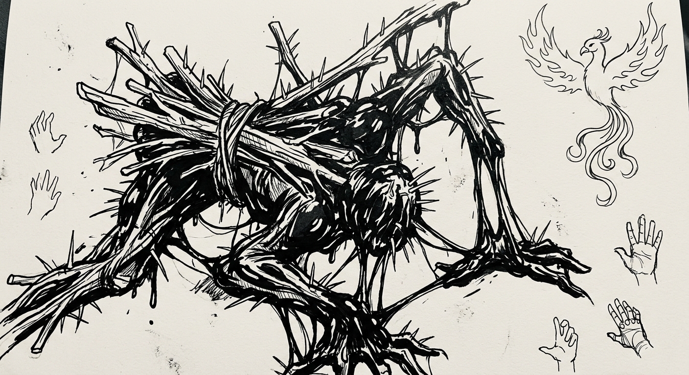 drawing of The Crawling Tar-slick Bundle of Quills