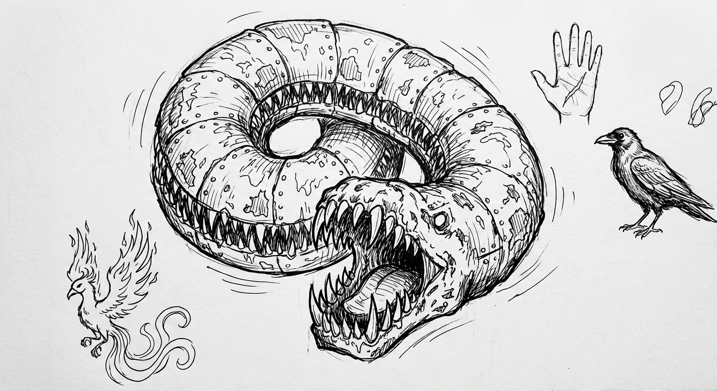drawing of The Stuttering Rusted Coil of Teeth