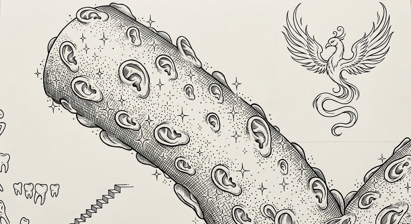 drawing of The Tumbling Glittering Column of Ears